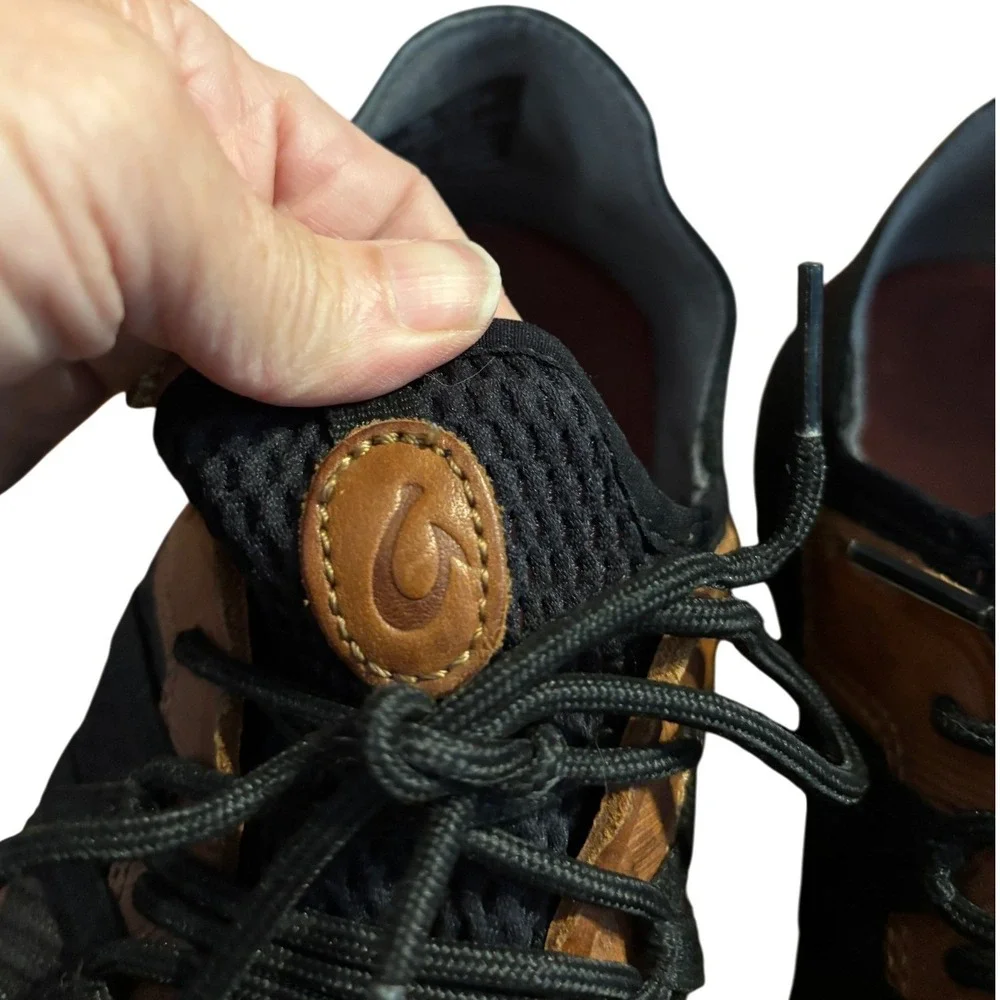 OluKai Mio Lī Men's Sneakers US 9.5 Black Brown Mesh Comfort Casual Shoes